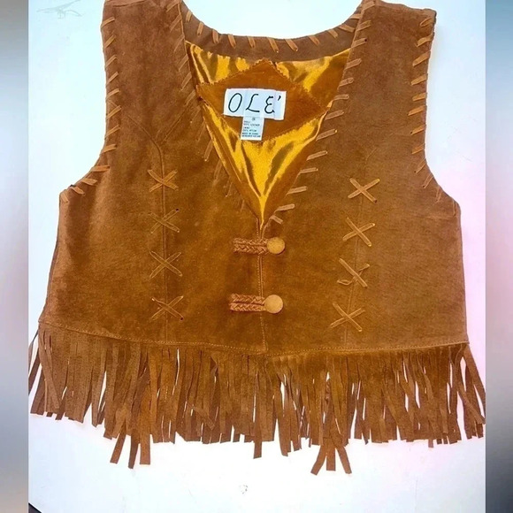 Suede Fringe Vest HIPPIE FESTIVAL Women's Fashion 60's Size M - Picture 6 of 7